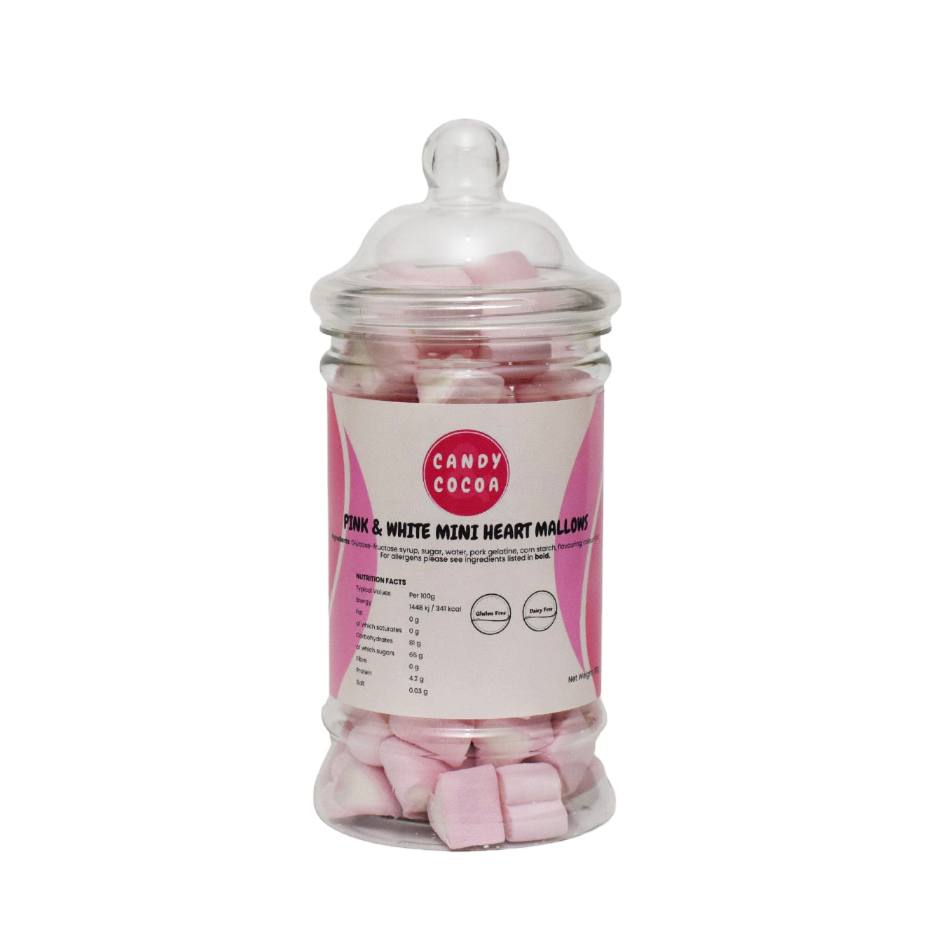 Pink And White Mini Heart Mallows - Jar