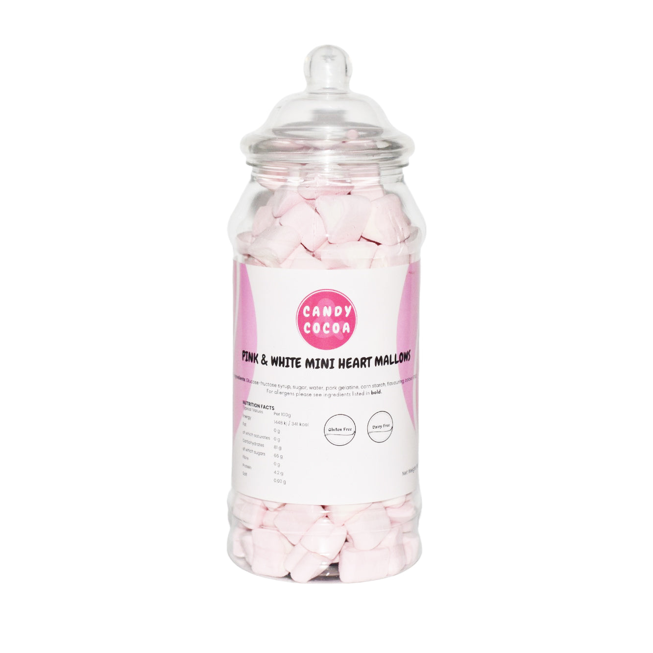 Pink And White Mini Heart Mallows - Jar